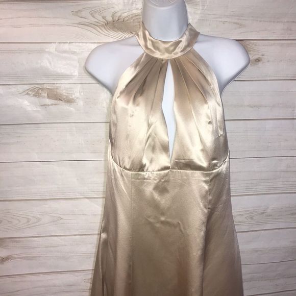 Antonio Gual Beige Silk Halter Dress-Size-10 - Picture 2 of 8